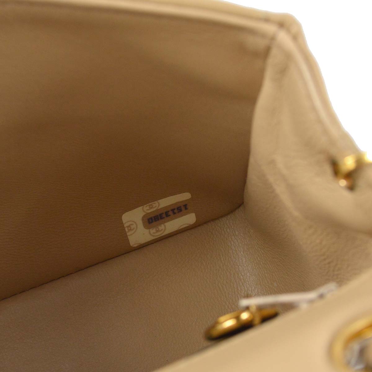 Chanel * 1989-1991 Beige Lambskin Mini Classic Square Flap Shoulder Bag 17