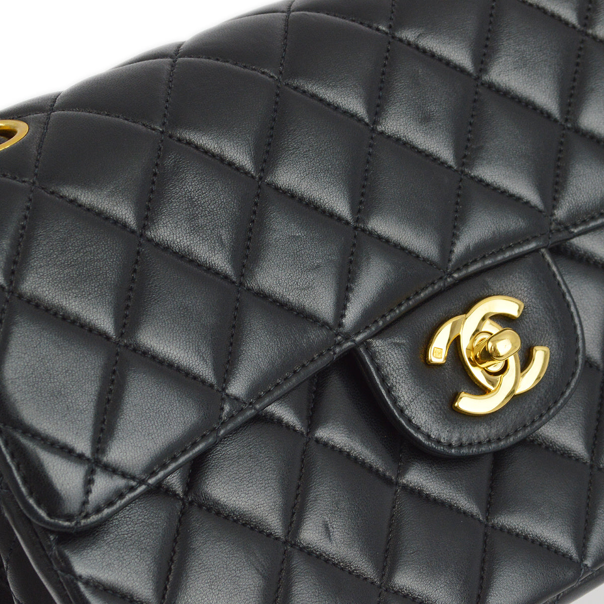 Chanel 1996-1997 Black Lambskin Double Sided Classic Flap Shoulder Bag