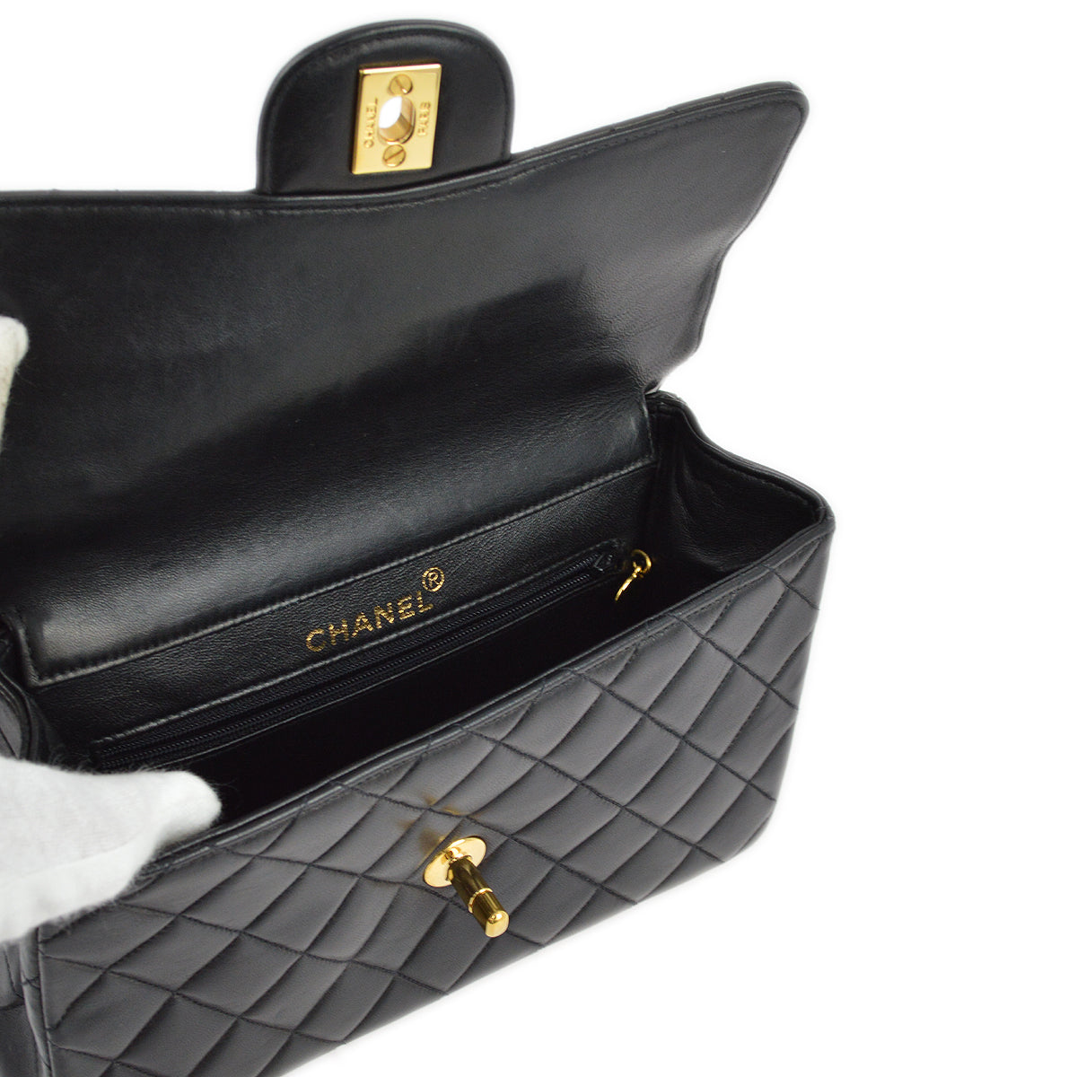 Chanel 1996-1997 Black Lambskin Double Sided Classic Flap Shoulder Bag