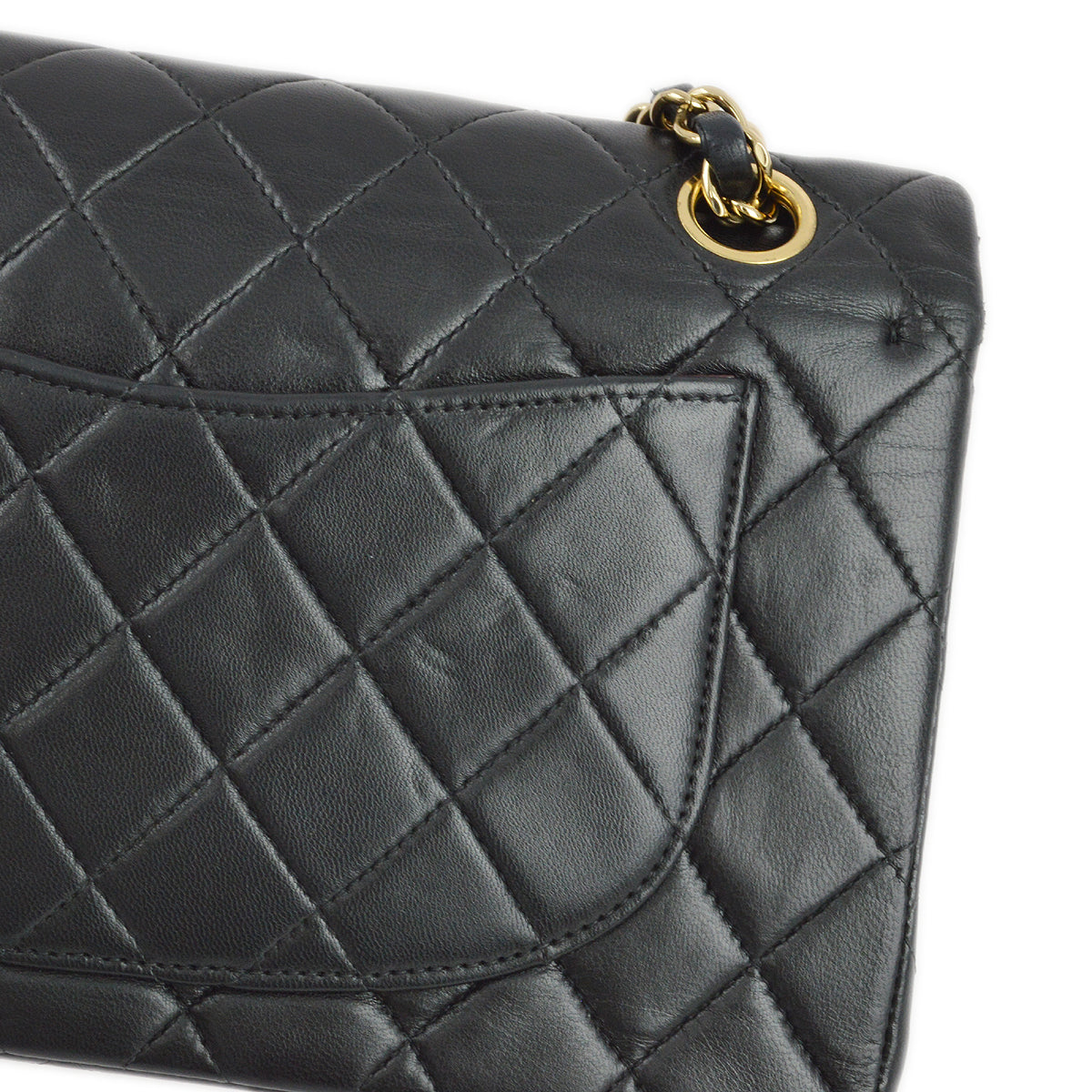 Chanel 2001-2003 Black Lambskin Small Classic Double Flap Shoulder Bag