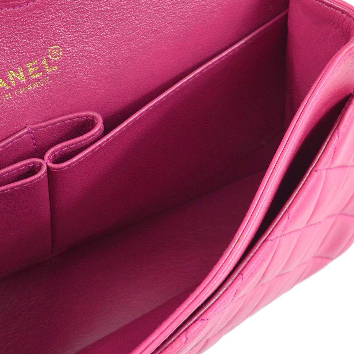 Chanel * 2000-2001 Pink Lambskin Medium Classic Double Flap Shoulder Bag