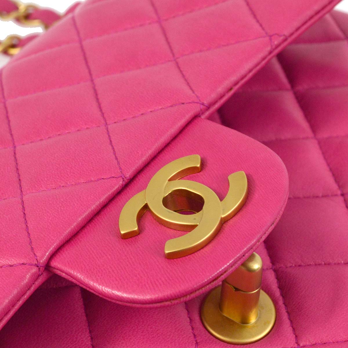 Chanel * 2000-2001 Pink Lambskin Medium Classic Double Flap Shoulder Bag