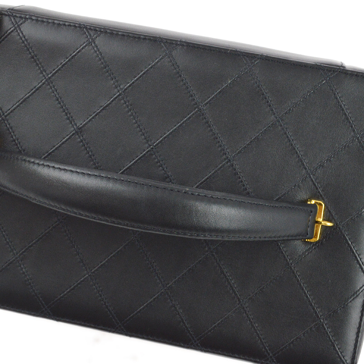 Chanel 1994-1996 Black Lambskin Bicolore Vanity 2way Shoulder Handbag