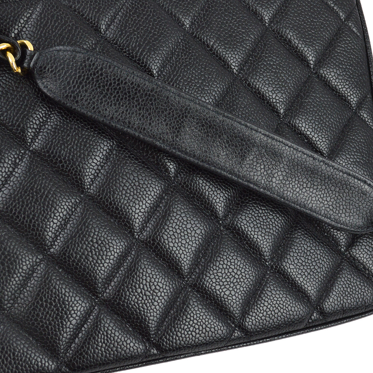 Chanel 1994-1996 Black Caviar Straight Flap Chain Shoulder Bag