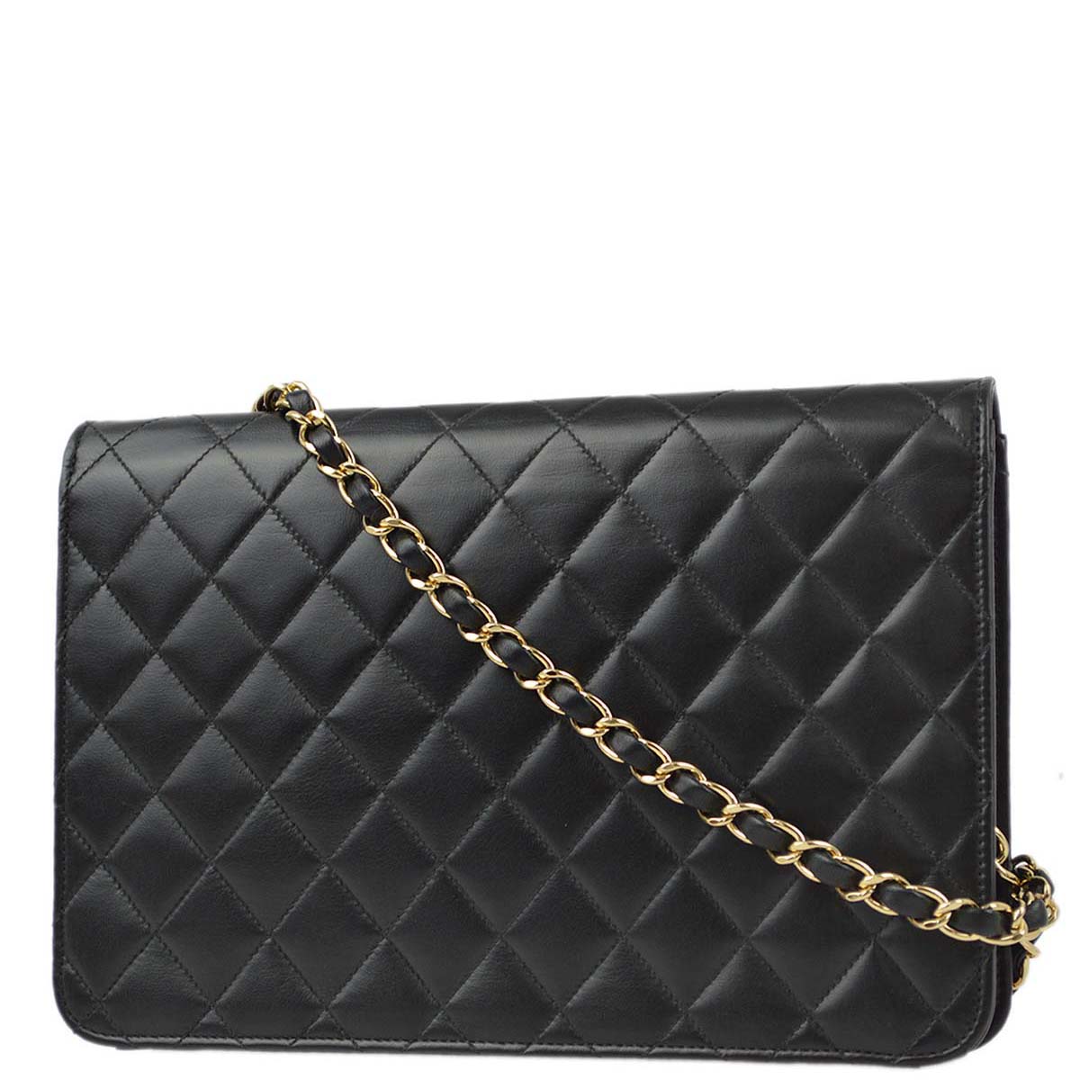 Chanel 2006-2008 Black Lambskin Turnlock Medium Half Flap Shoulder Bag