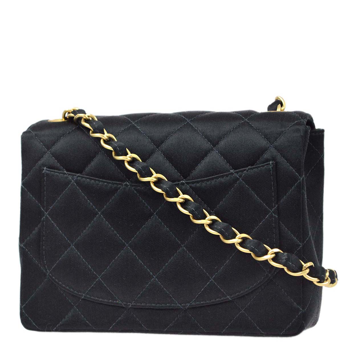 Chanel 2000-2001 Black Satin Mini Classic Square Flap Shoulder Bag 17