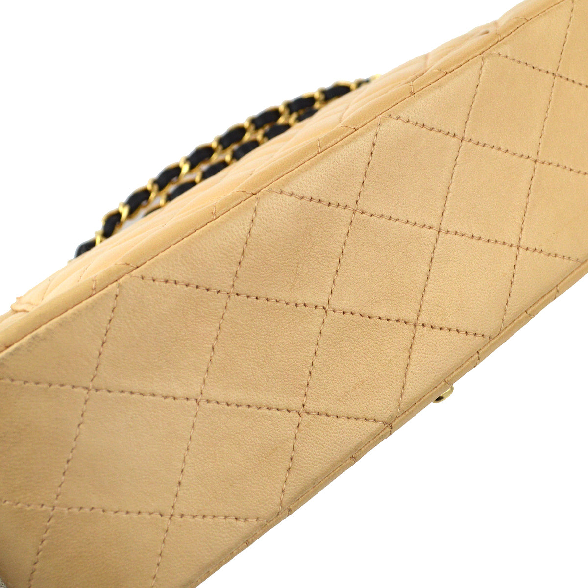Chanel 2004-2005 Beige Lambskin Medium Classic Double Flap Shoulder Bag