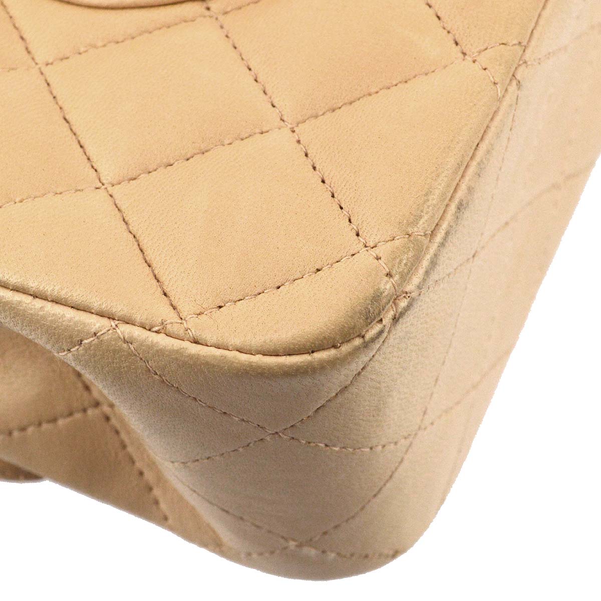 Chanel 2004-2005 Beige Lambskin Medium Classic Double Flap Shoulder Bag
