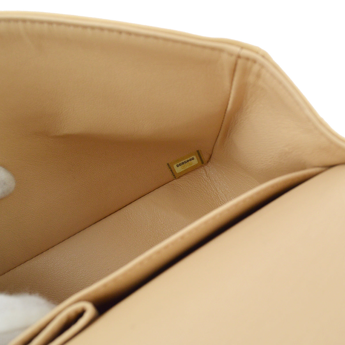 Chanel 2004-2005 Beige Lambskin Medium Classic Double Flap Shoulder Bag