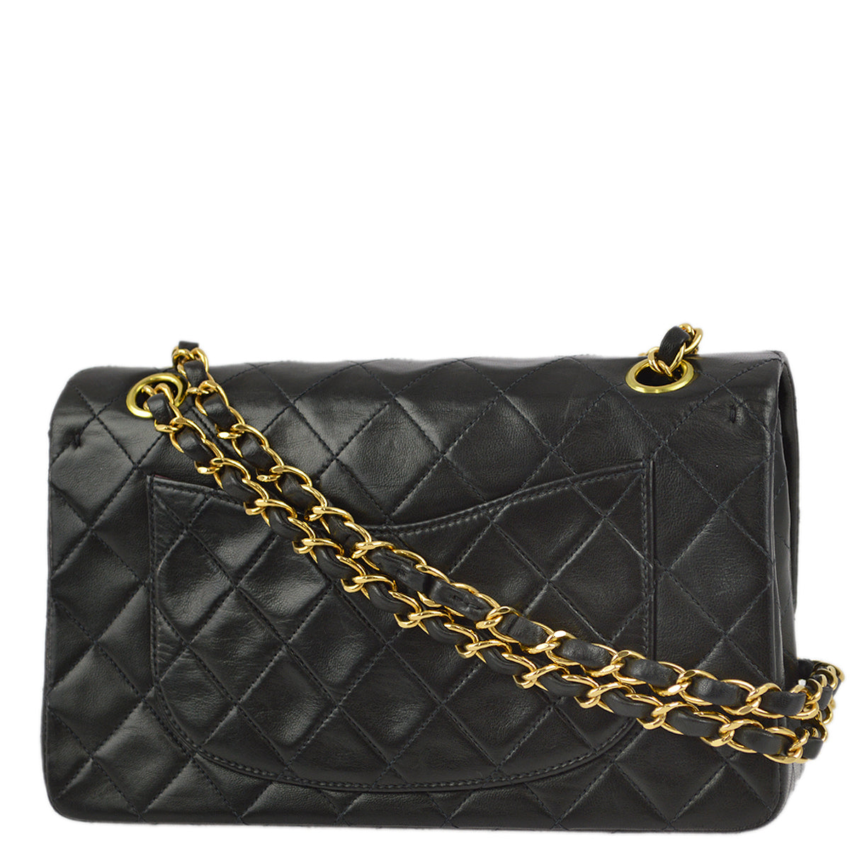 Chanel 1997-1999 Black Lambskin Small Classic Double Flap Shoulder Bag