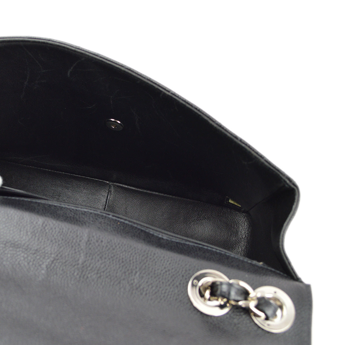 Chanel 2000-2001 Black Caviar Jumbo Classic Flap Shoulder Bag