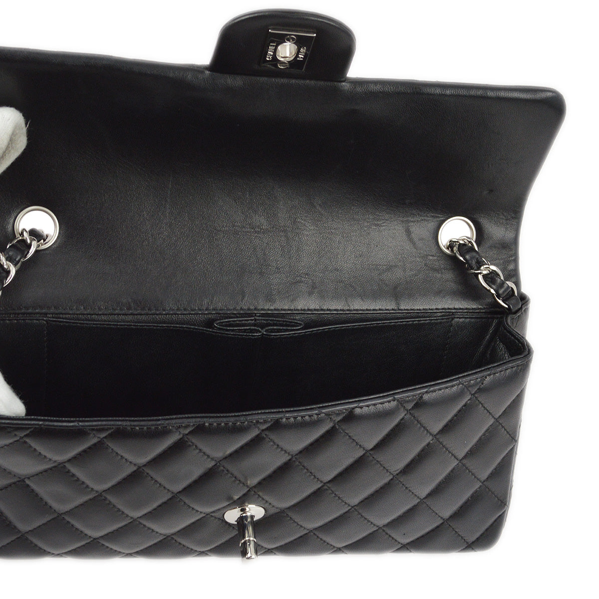 Chanel 2006-2008 Black Lambskin East West Shoulder Bag