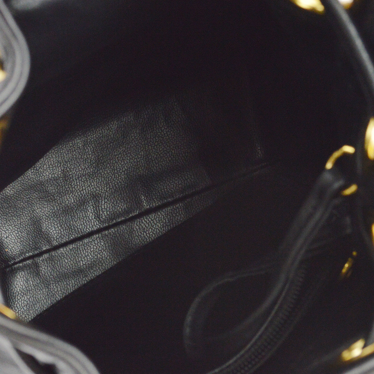 Chanel 1991-1994 Black Lambskin Bucket Shoulder Bag