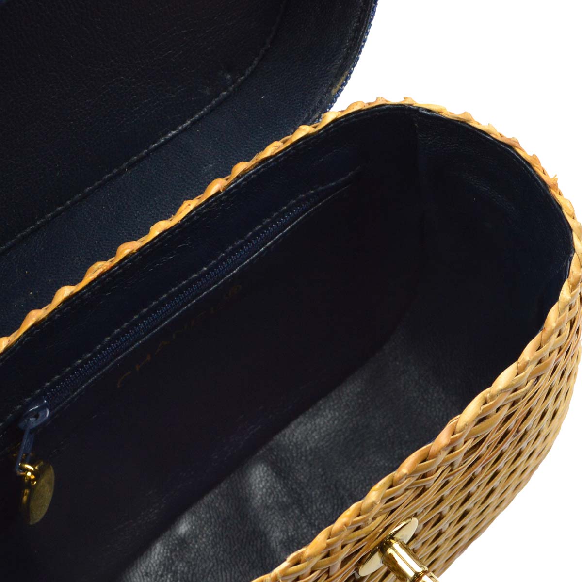 Chanel * 1997-1999 Beige Rattan Denim Basket Chain Shoulder Bag