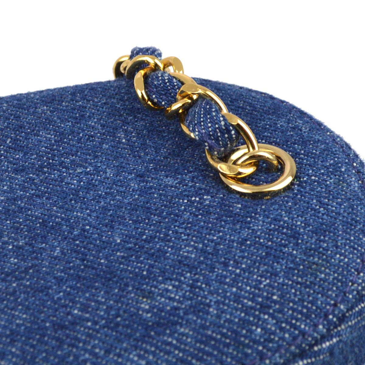 Chanel * 1997-1999 Beige Rattan Denim Basket Chain Shoulder Bag