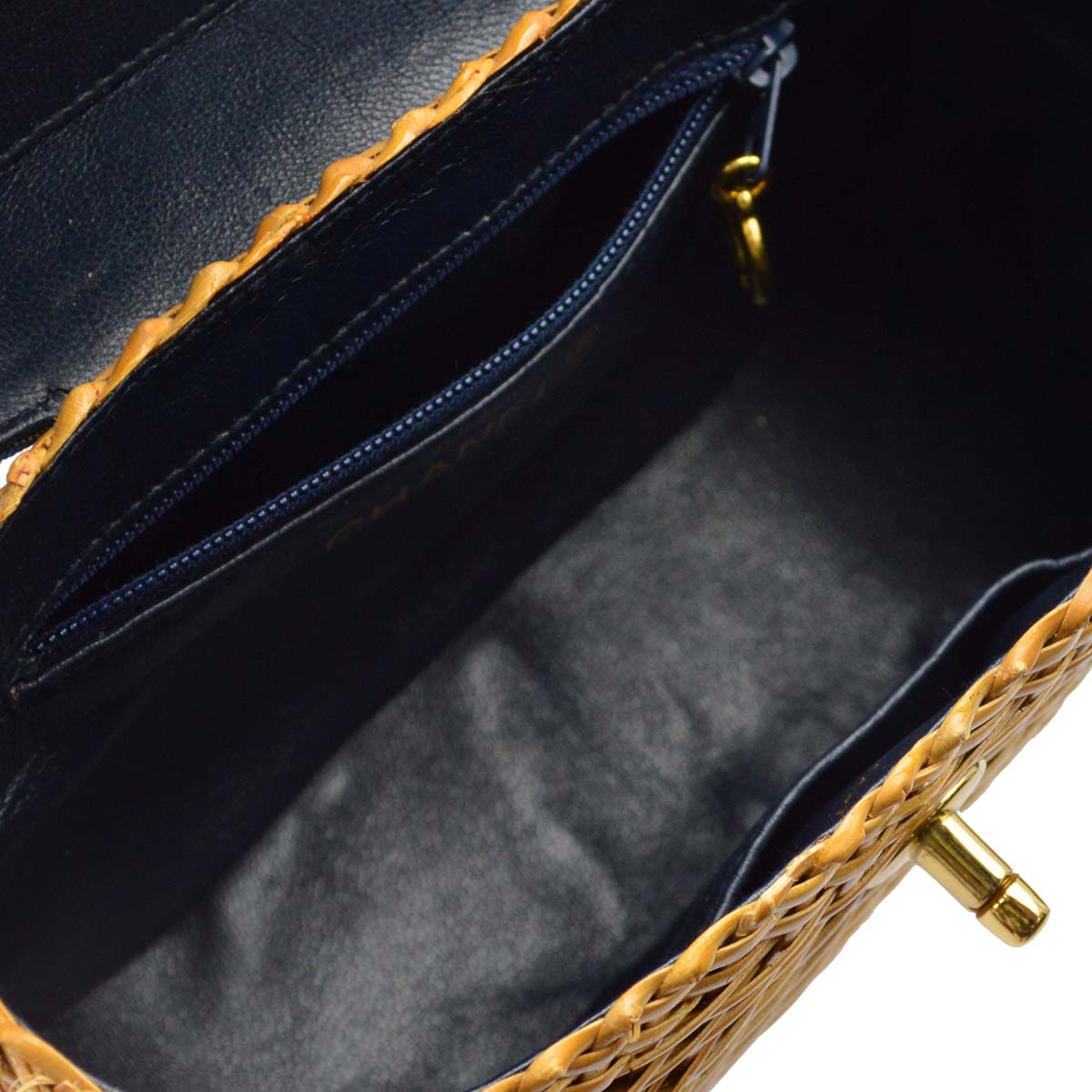 Chanel * 1997-1999 Beige Rattan Denim Basket Chain Shoulder Bag