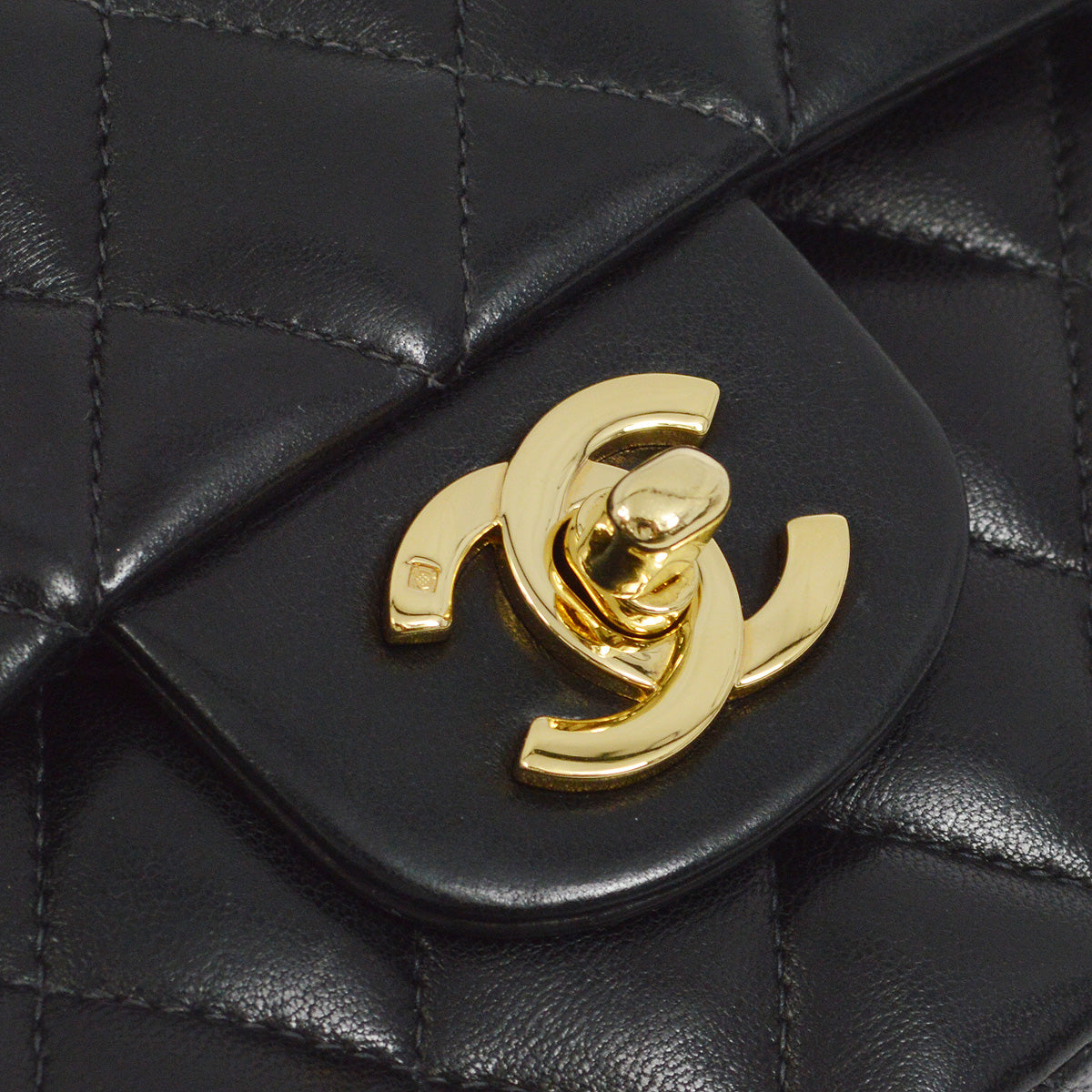 Chanel 2003-2004 Black Lambskin Medium Classic Double Flap Shoulder Bag