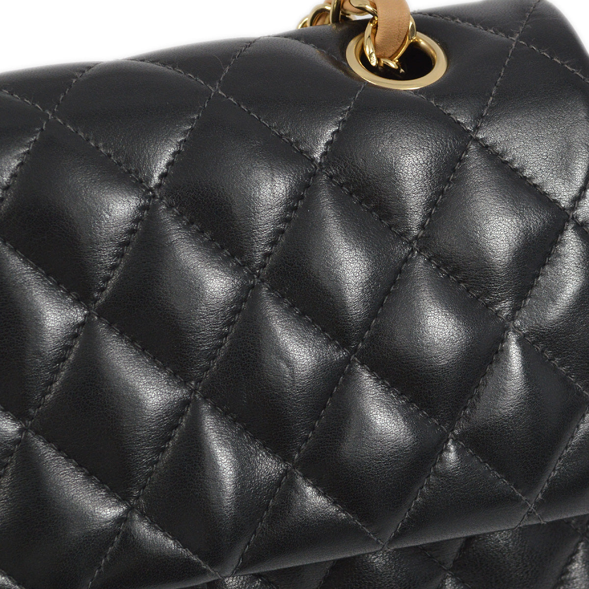 Chanel 2003-2004 Black Lambskin Medium Classic Double Flap Shoulder Bag