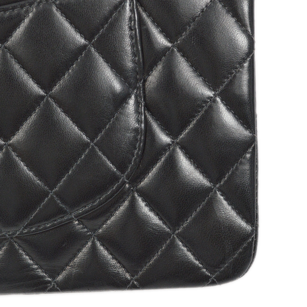 Chanel 2003-2004 Black Lambskin Medium Classic Double Flap Shoulder Bag