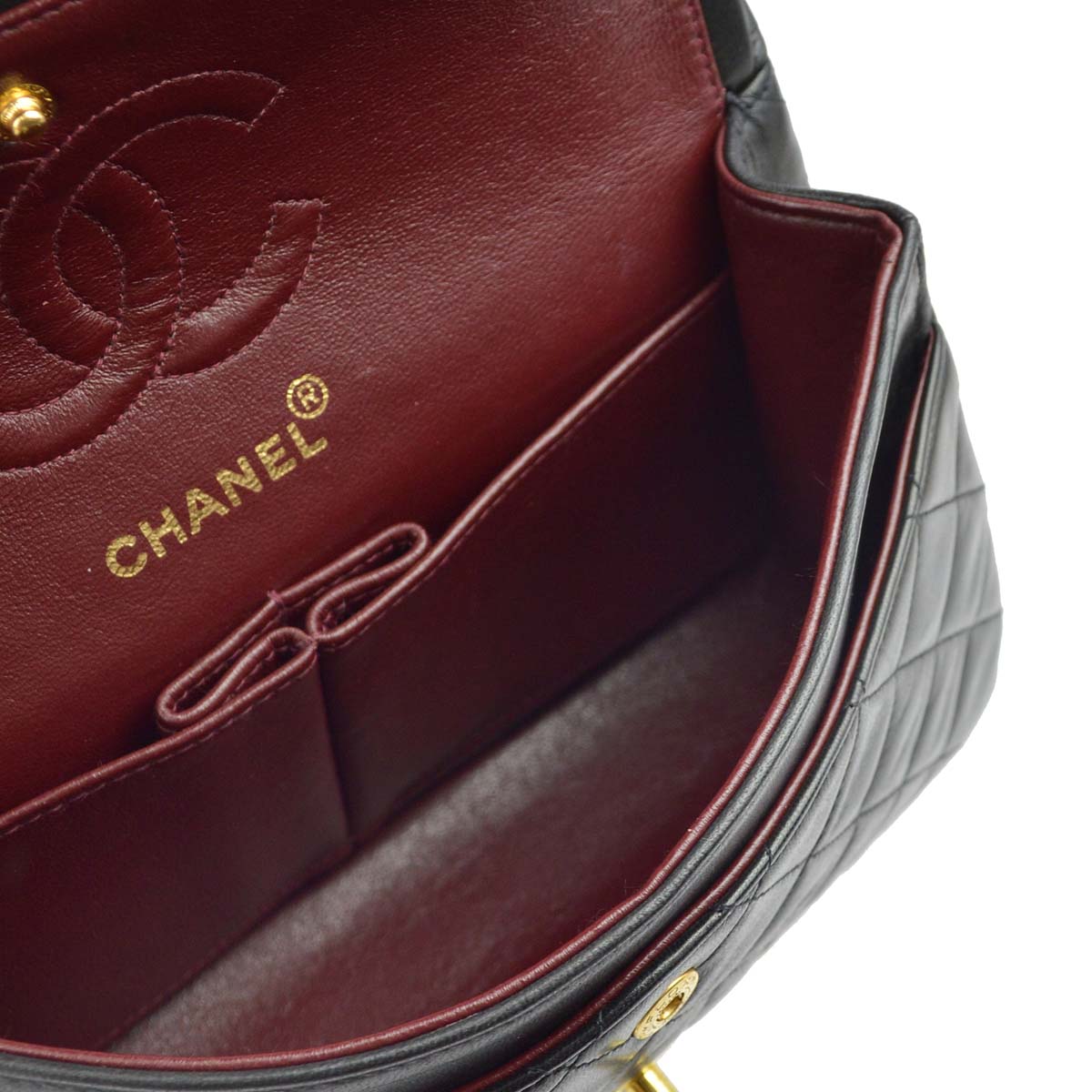 Chanel 1994-1996 Black Lambskin Small Classic Double Flap Shoulder Bag