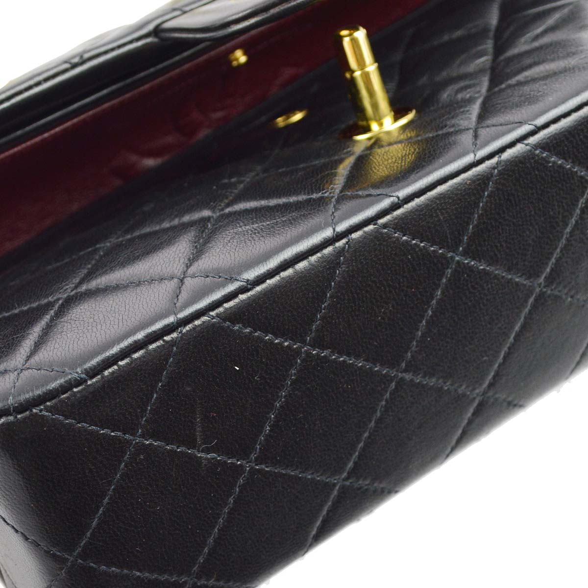 Chanel 1994-1996 Black Lambskin Small Classic Double Flap Shoulder Bag