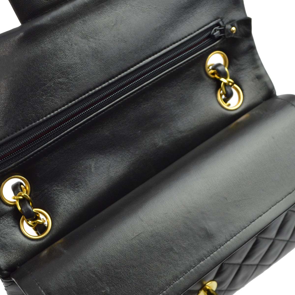 Chanel 1994-1996 Black Lambskin Small Classic Double Flap Shoulder Bag