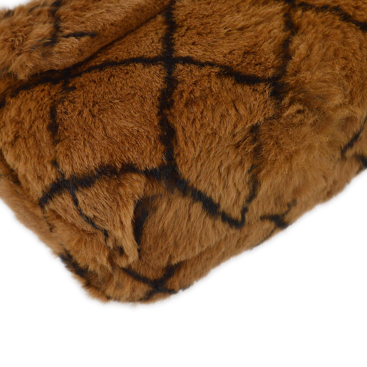 Chanel 2000-2001 Brown Fur Straight Flap Shoulder Bag