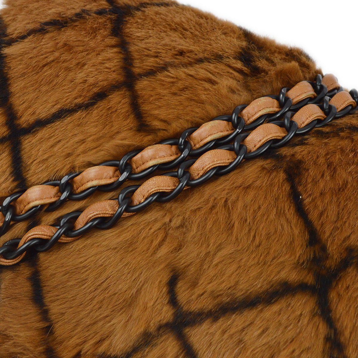Chanel 2000-2001 Brown Fur Straight Flap Shoulder Bag