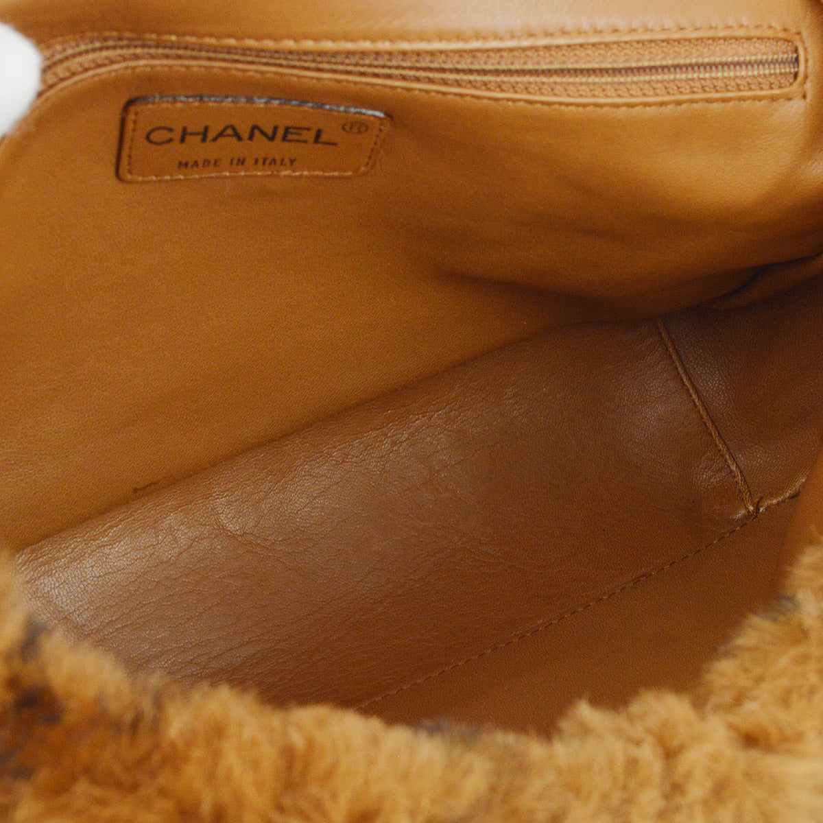 Chanel 2000-2001 Brown Fur Straight Flap Shoulder Bag
