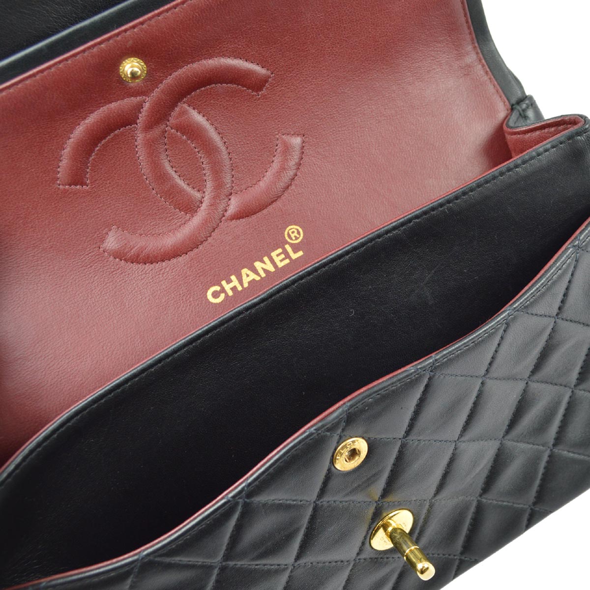 Chanel 1994-1996 Black Lambskin Medium Classic Double Flap Shoulder Bag