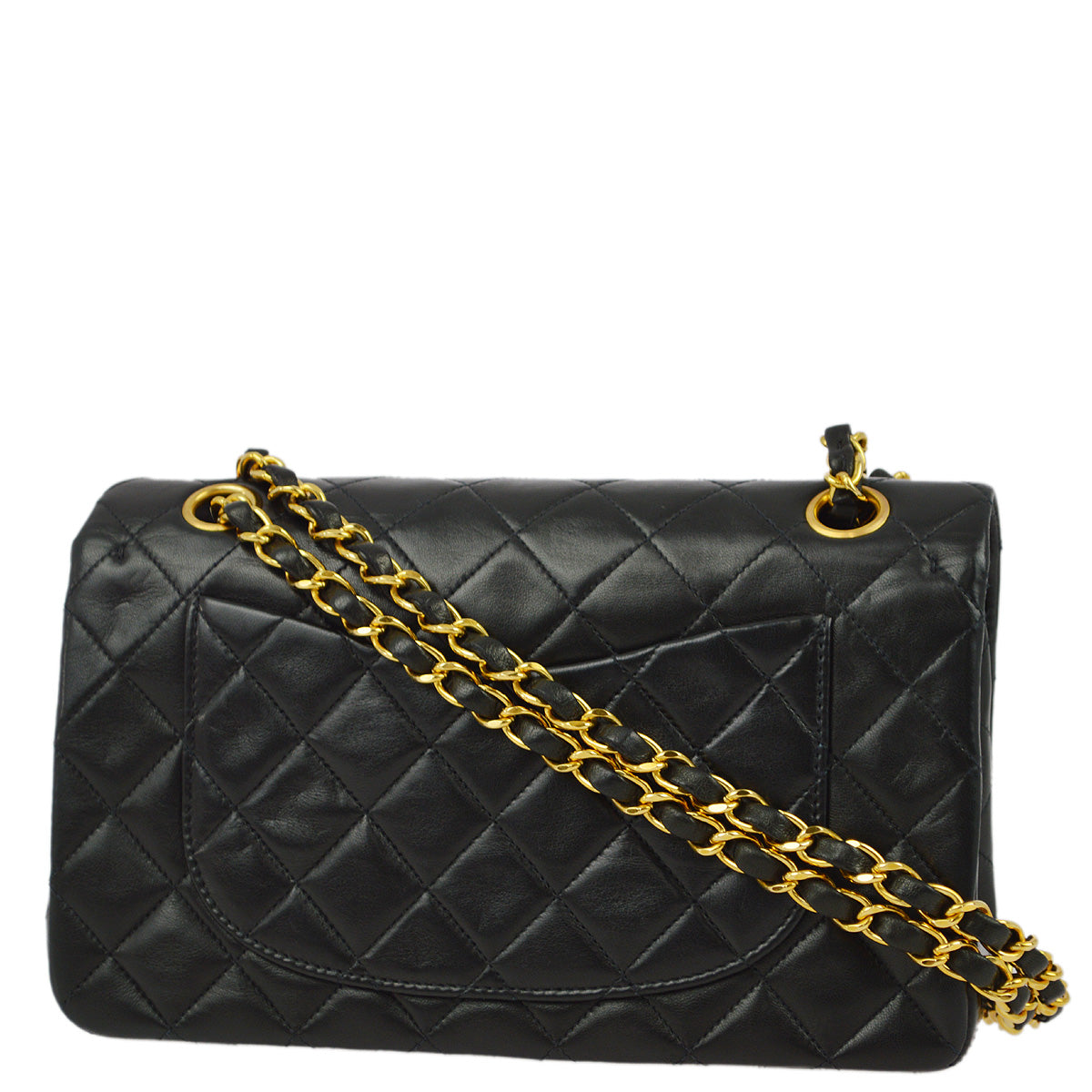 Chanel 1994-1996 Black Lambskin Small Classic Double Flap Shoulder Bag