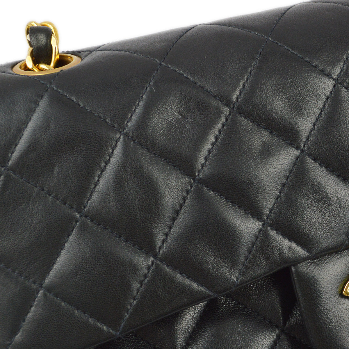 Chanel 1994-1996 Black Lambskin Small Classic Double Flap Shoulder Bag