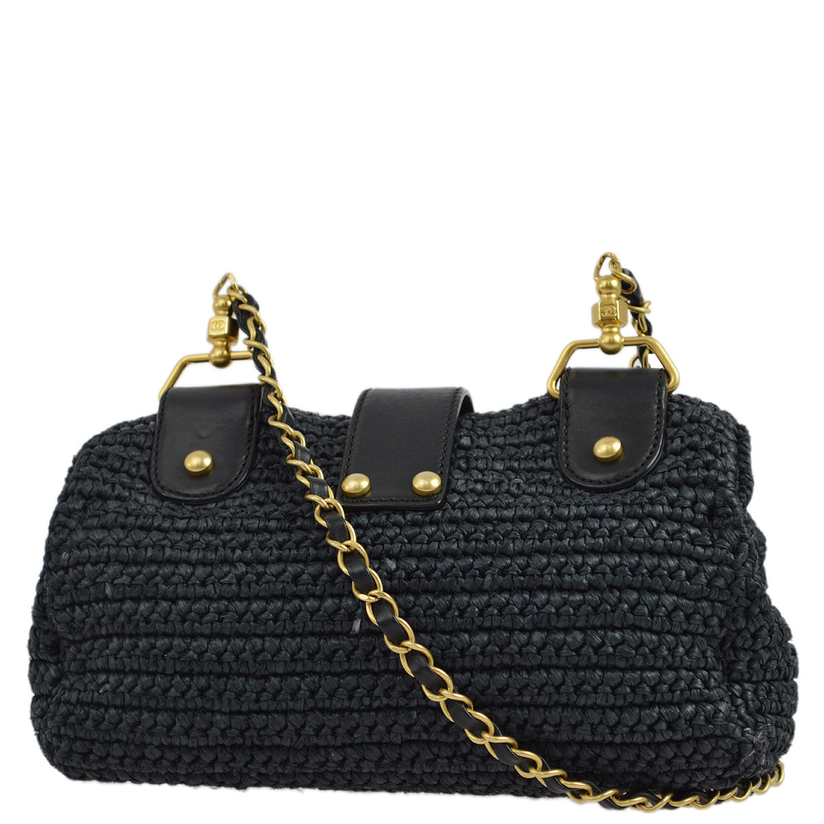 Chanel 2005-2006 Black Straw Chain Shoulder Bag