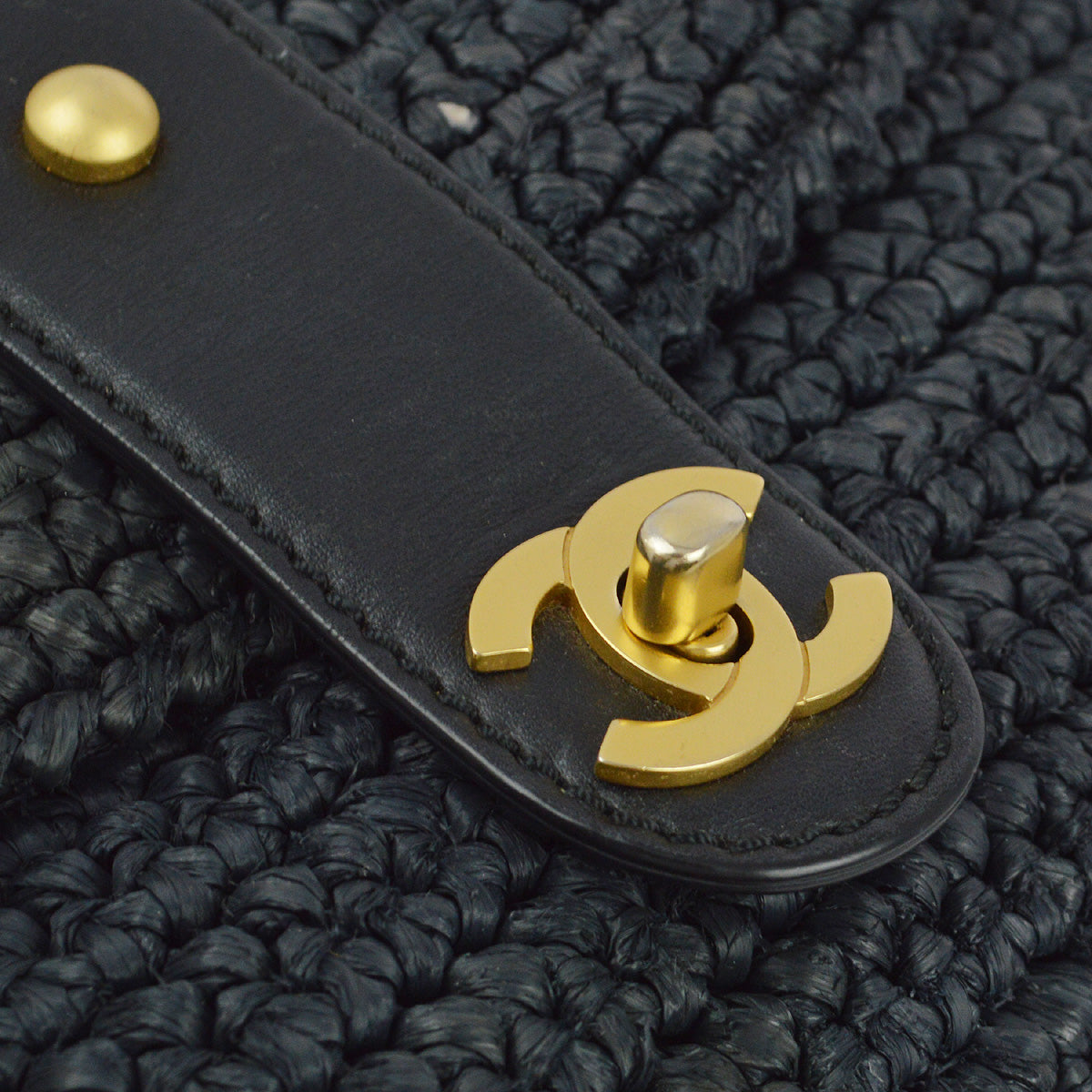Chanel 2005-2006 Black Straw Chain Shoulder Bag