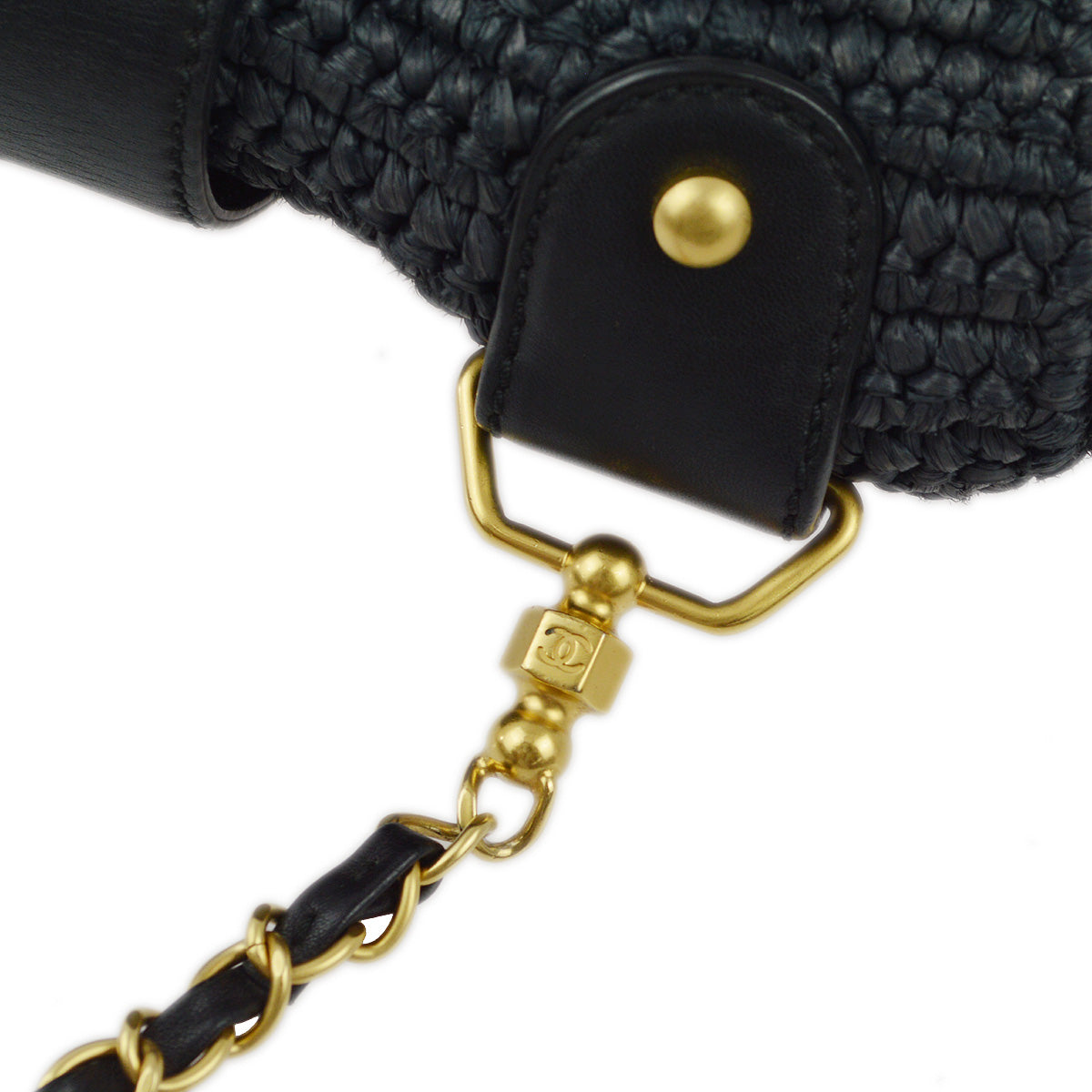 Chanel 2005-2006 Black Straw Chain Shoulder Bag