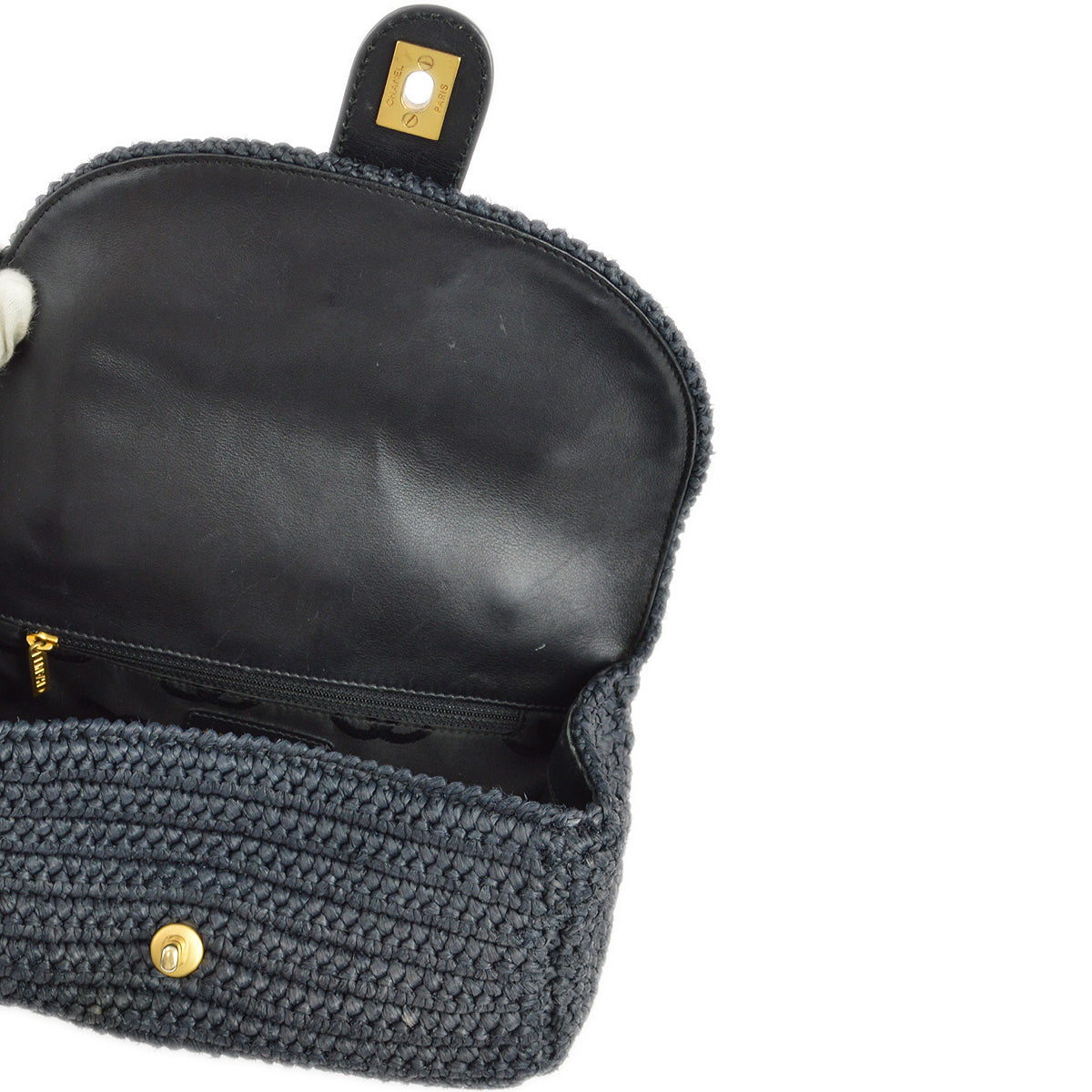 Chanel 2005-2006 Black Straw Chain Shoulder Bag