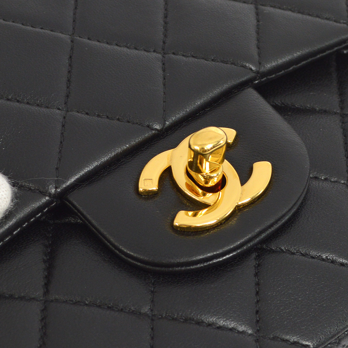 Chanel 2000-2001 Black Lambskin Small Classic Double Flap Shoulder Bag