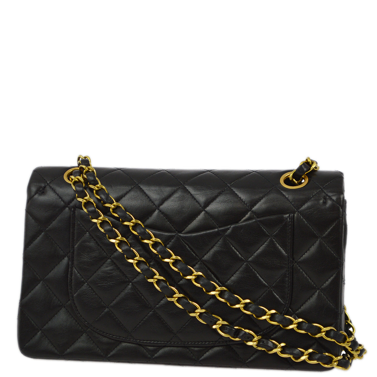 Chanel 1994-1996 Black Lambskin Small Classic Double Flap Shoulder Bag