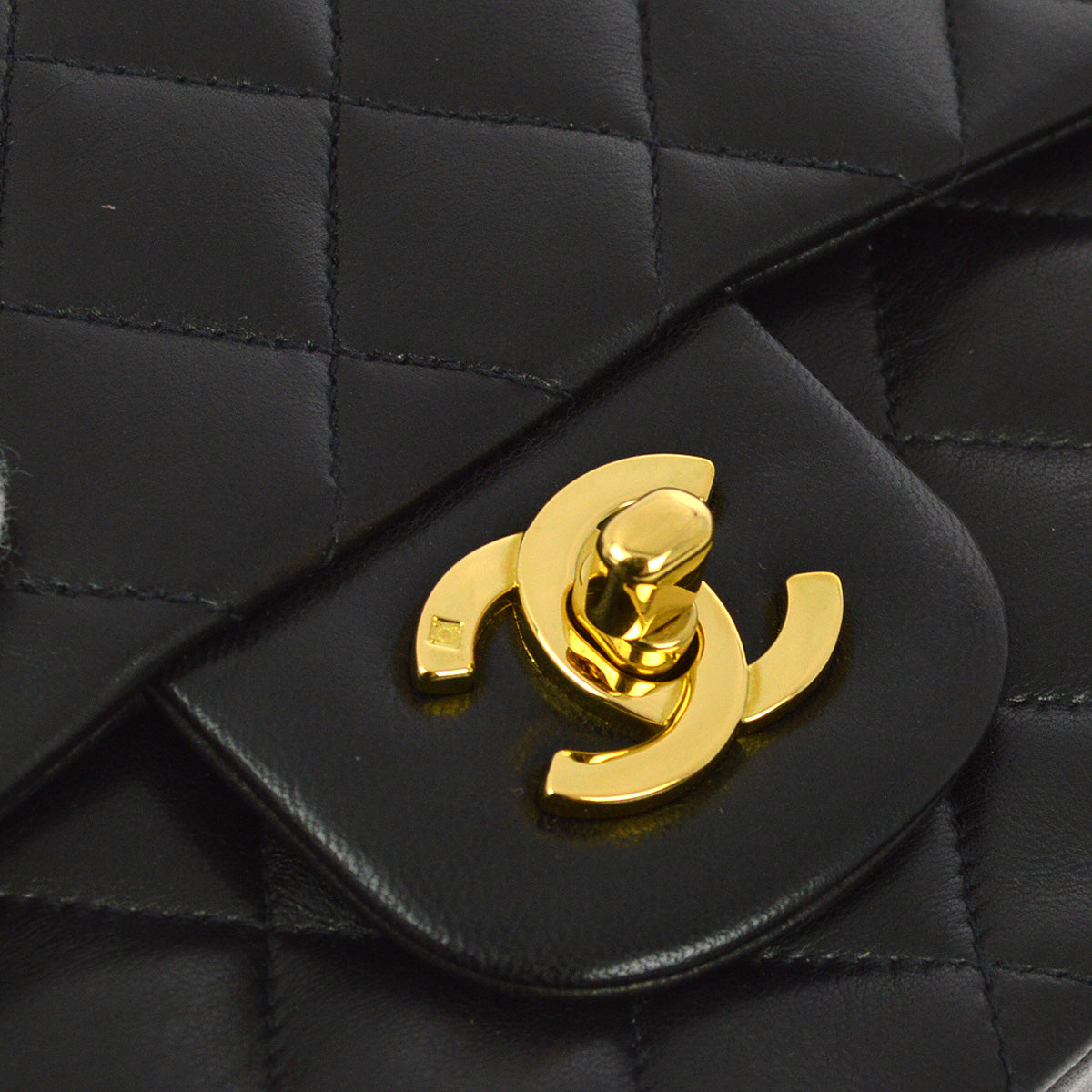 Chanel 1994-1996 Black Lambskin Small Classic Double Flap Shoulder Bag