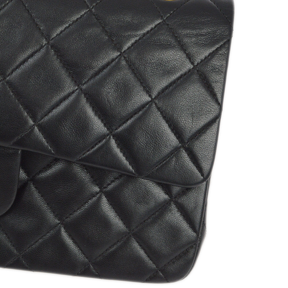 Chanel 1996-1997 Black Lambskin Small Classic Double Flap Shoulder Bag