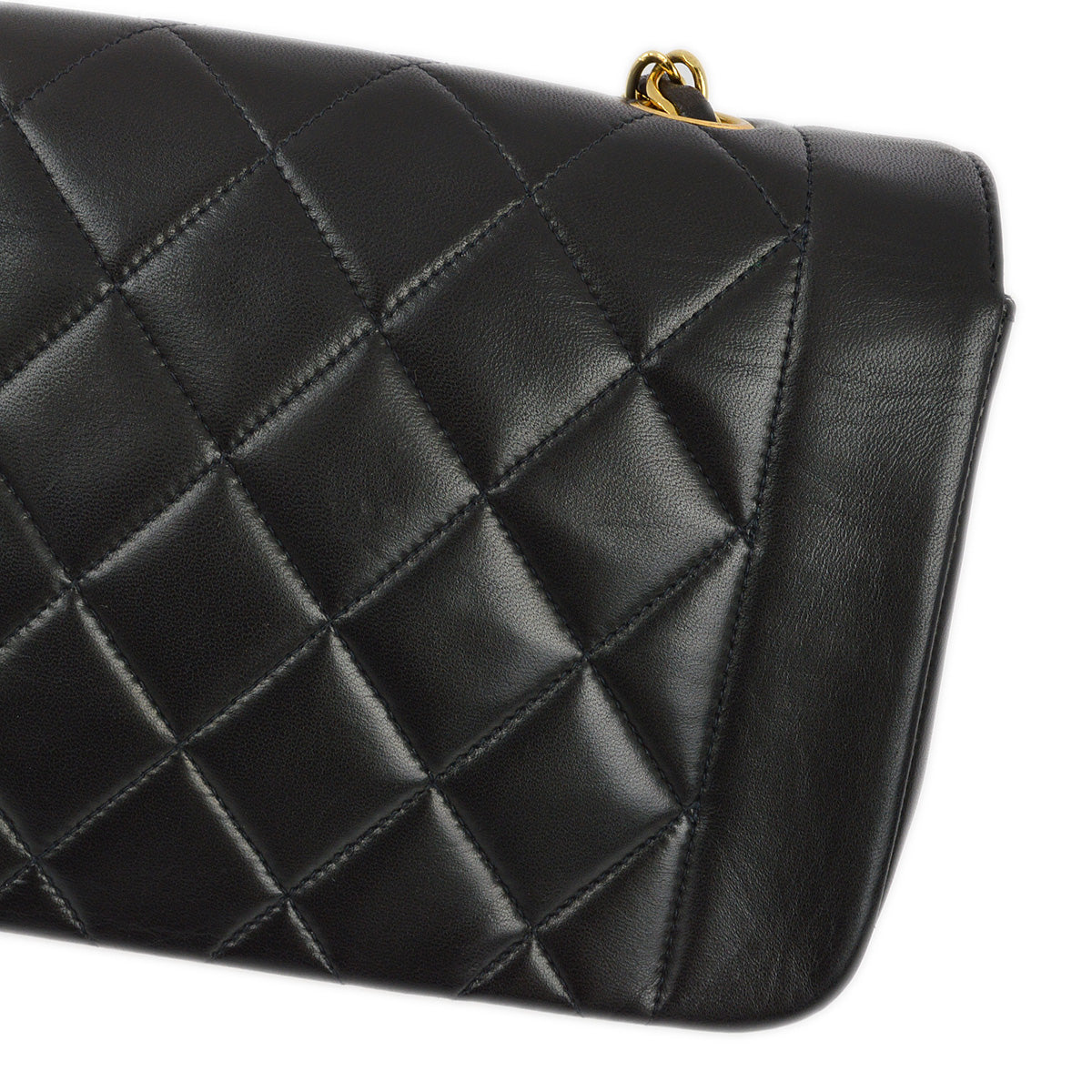 Chanel 1994-1996 Black Lambskin Small Diana Shoulder Bag