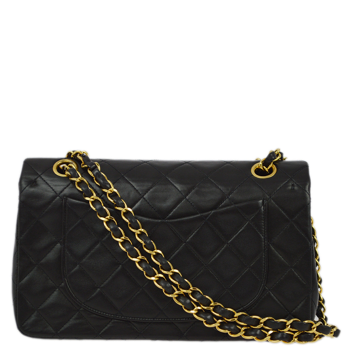 Chanel 1991-1994 Black Lambskin Small Classic Double Flap Shoulder Bag