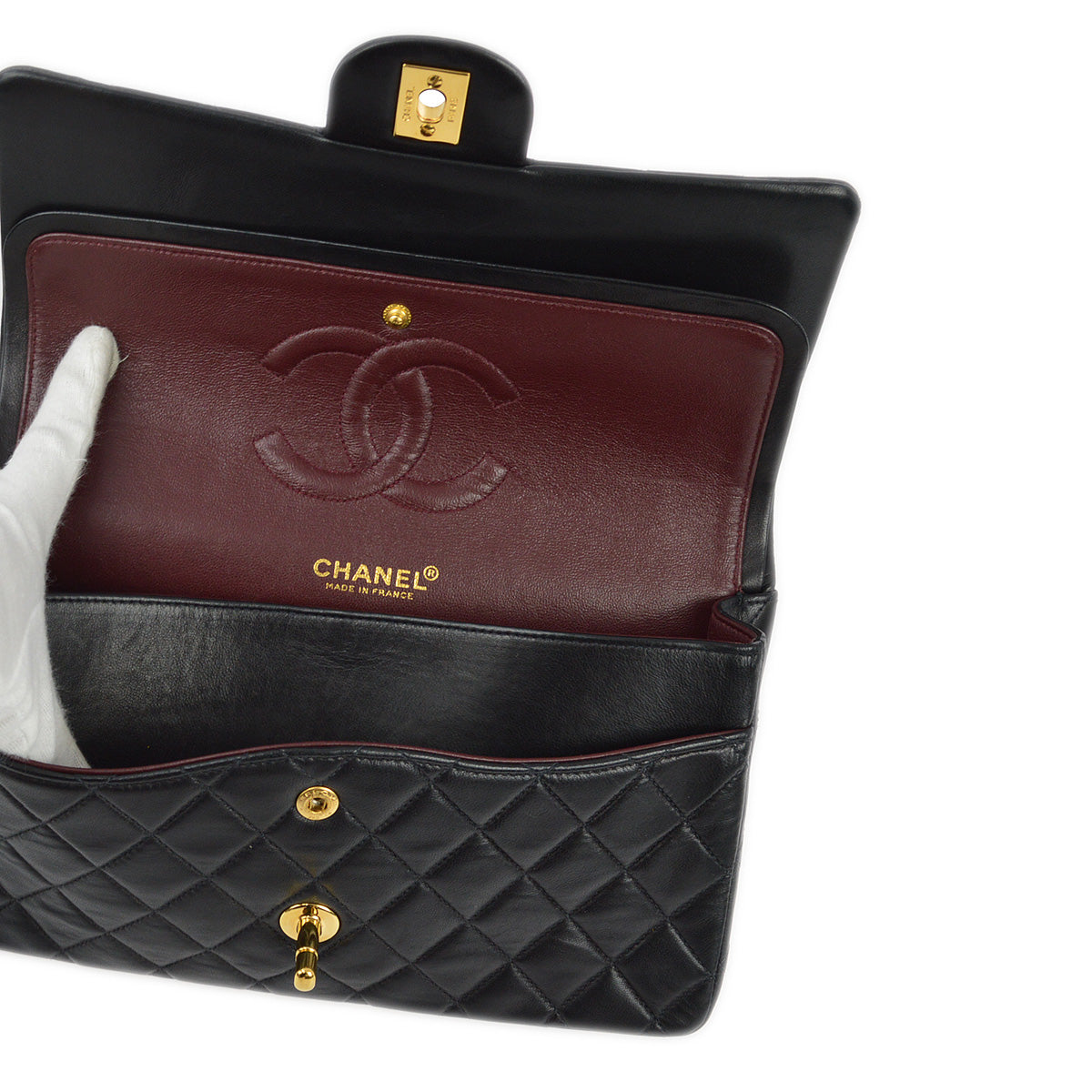 Chanel 2000-2001 Black Lambskin Medium Classic Double Flap Shoulder Bag