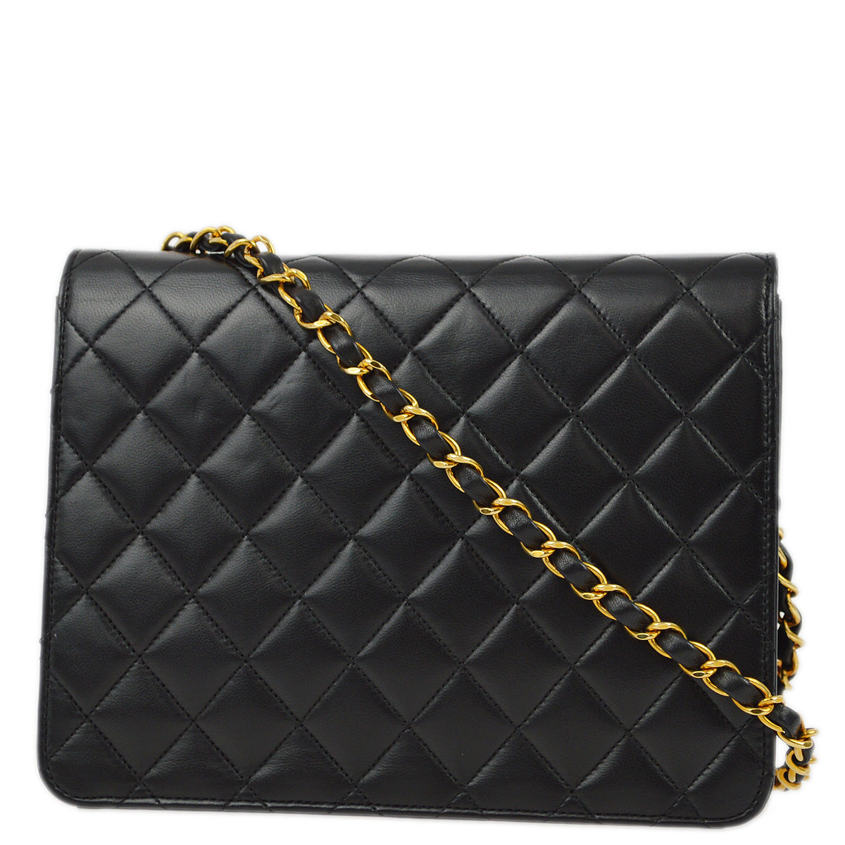 Chanel 2005-2006 Black Lambskin Turnlock Small Half Flap Shoulder Bag