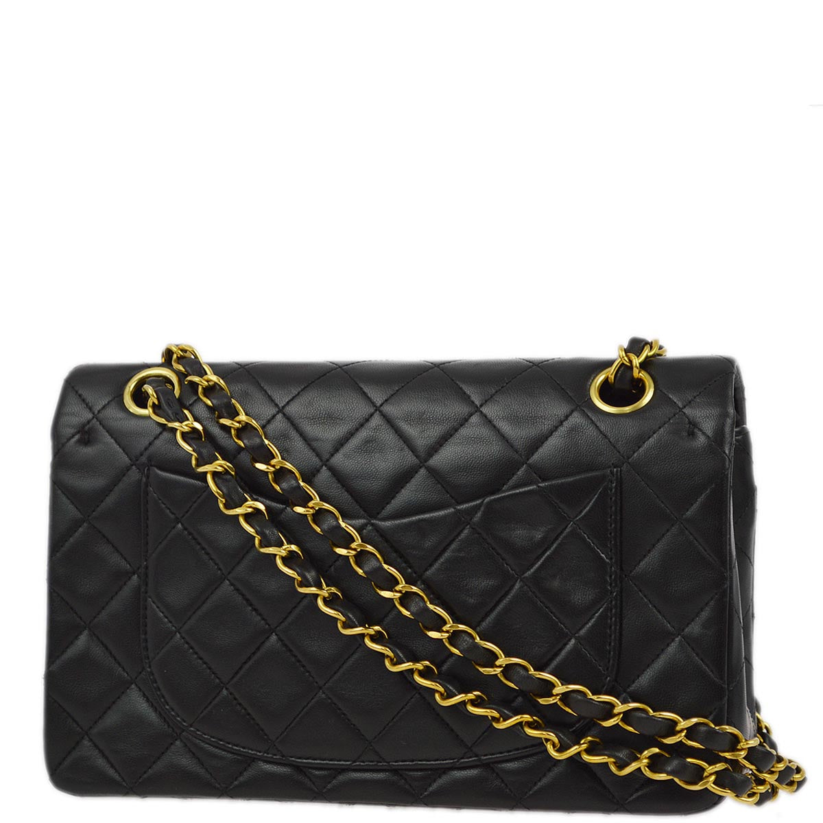Chanel 1996-1997 Black Lambskin Small Classic Double Flap Shoulder Bag