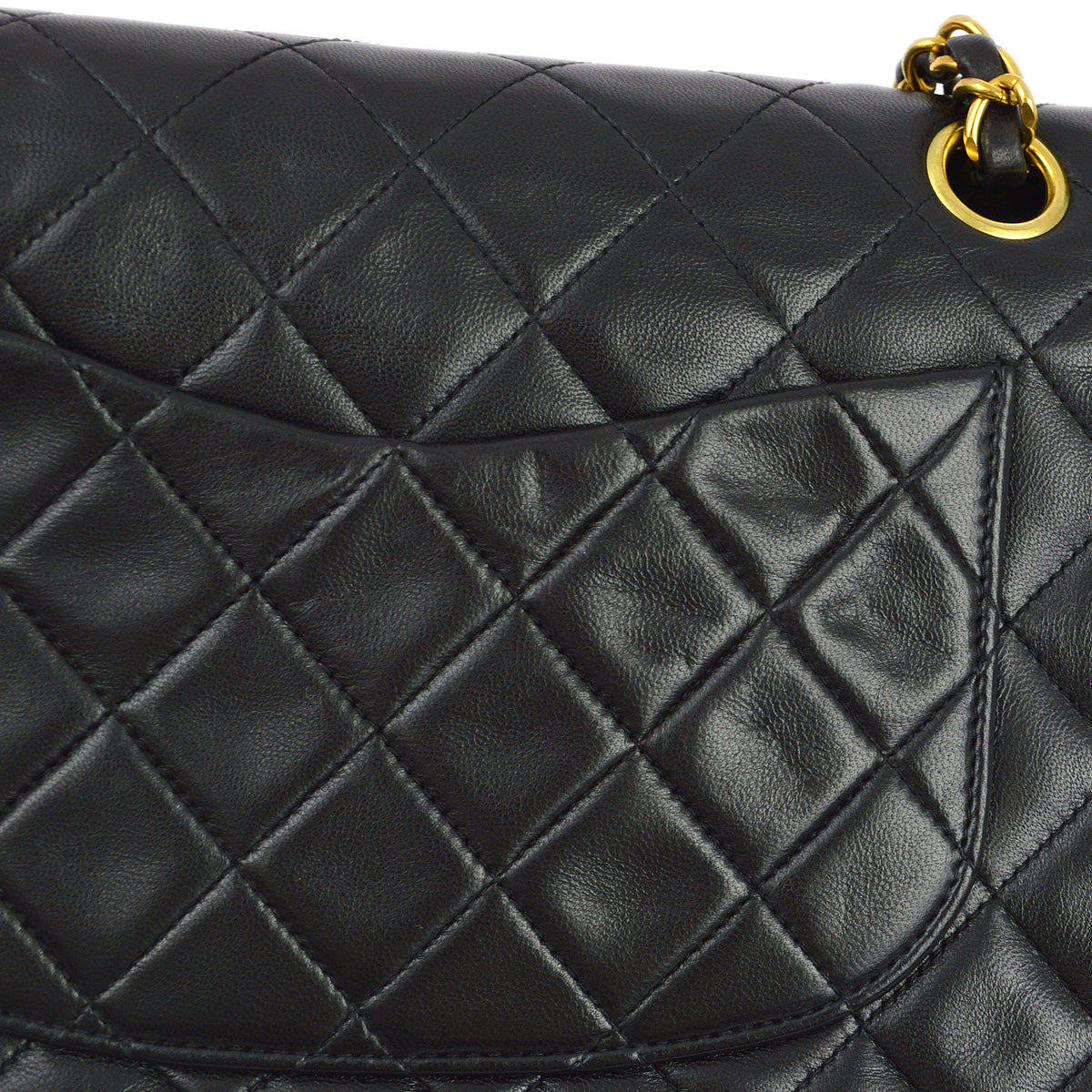 Chanel 1996-1997 Black Lambskin Small Classic Double Flap Shoulder Bag