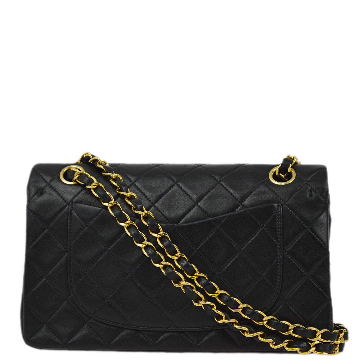 Chanel 1991-1994 Black Lambskin Small Classic Double Flap Shoulder Bag