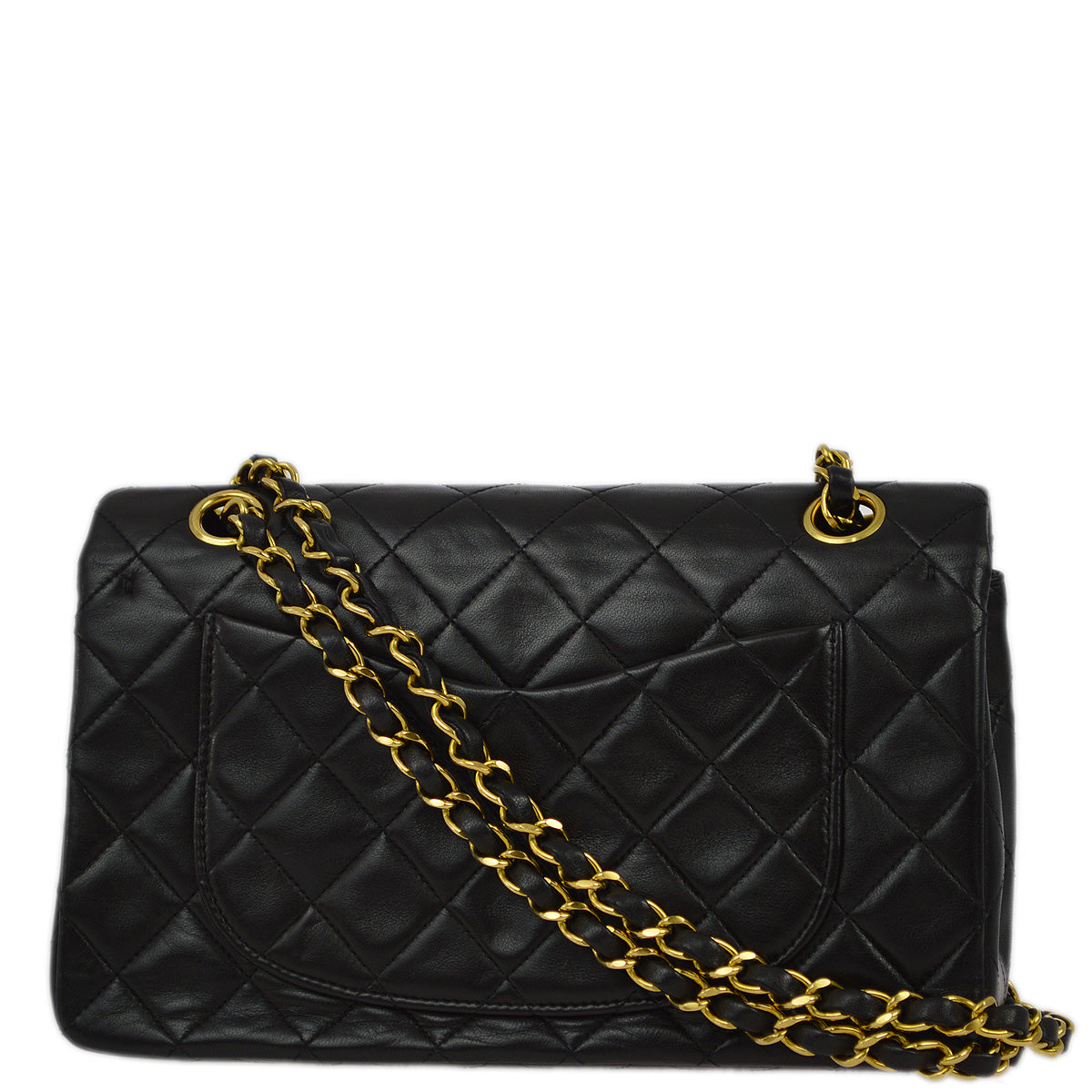 Chanel 1994-1996 Black Lambskin Small Classic Double Flap Shoulder Bag
