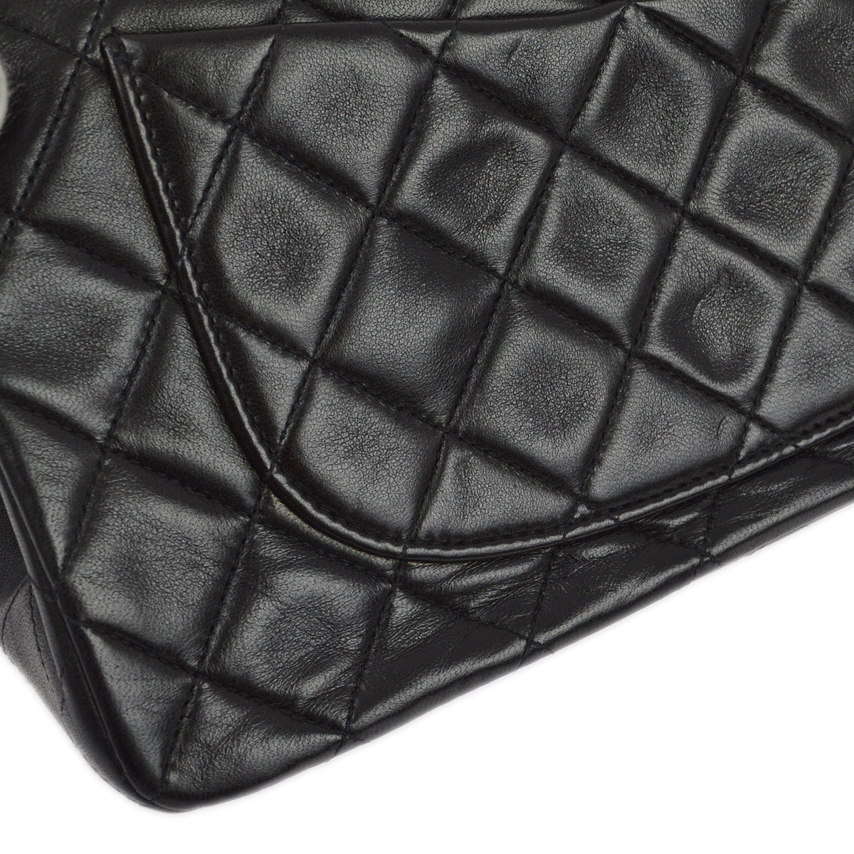 Chanel 1994-1996 Black Lambskin Small Classic Double Flap Shoulder Bag
