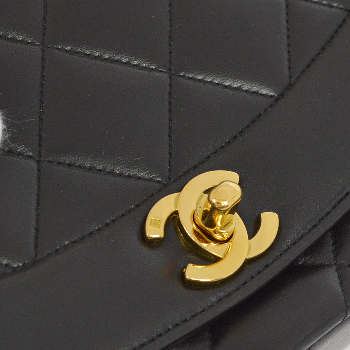 Chanel 1994-1996 Black Lambskin Medium Diana Shoulder Bag